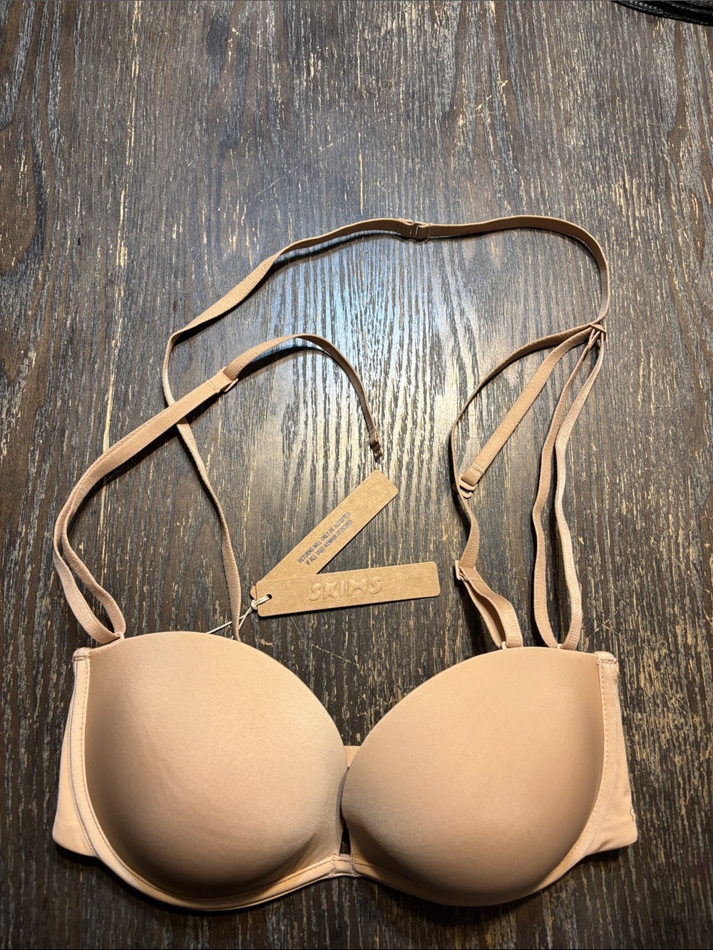 SKIMS Light Nude Multiway underwire bra clay 32D NWT missing one strap